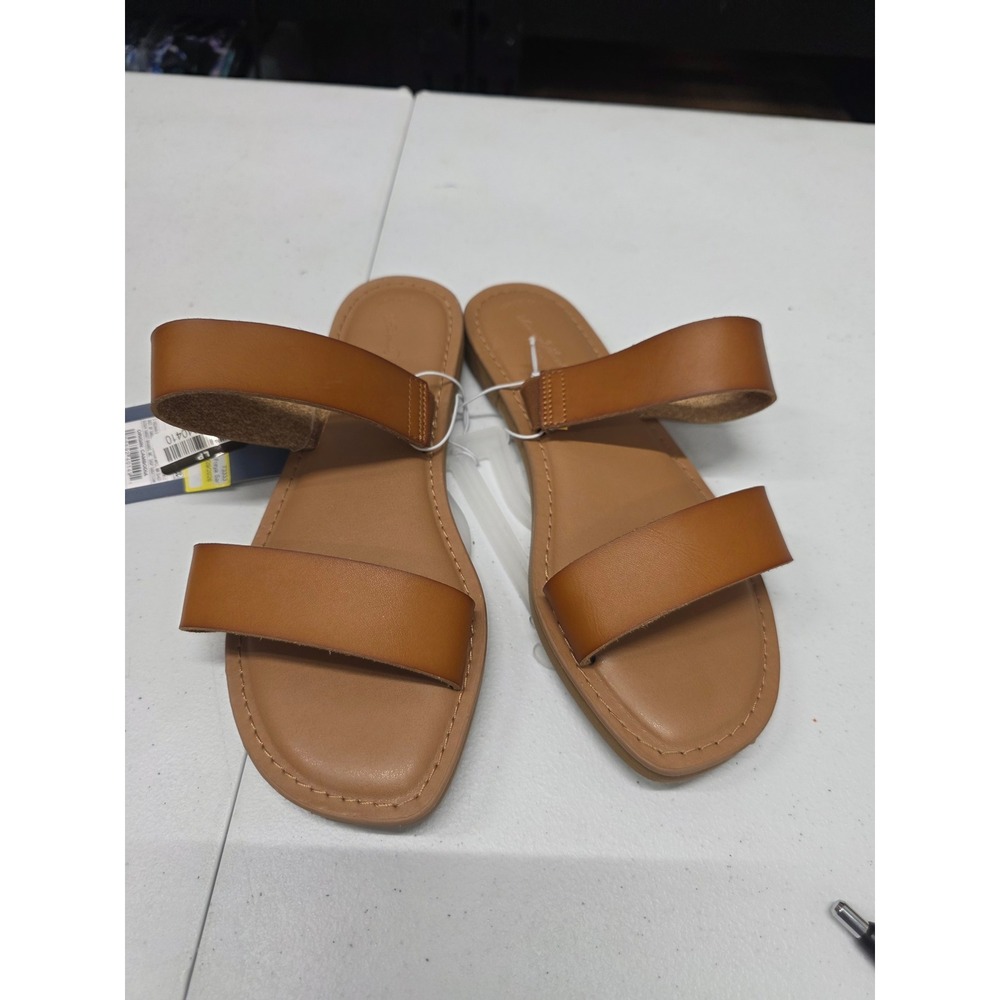 Universal Thread Freya Two Strap Slide Sandals Cognac Brown Women 6.5 NEW